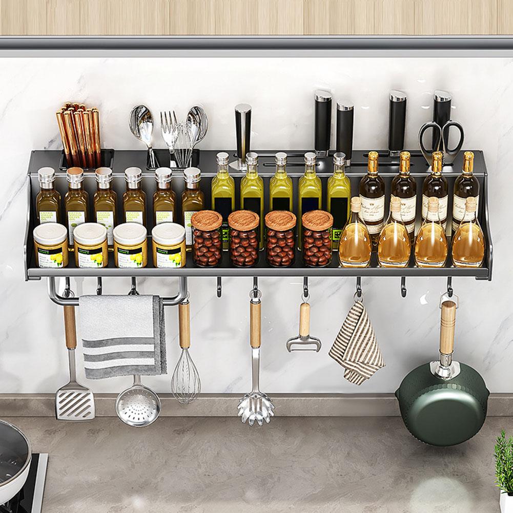 60CM Hanging Storage Rack Punch-Free Kitchen Spice Rack Space-Saving Spice Organizer for Chopsticks Spoons Shovels Organize