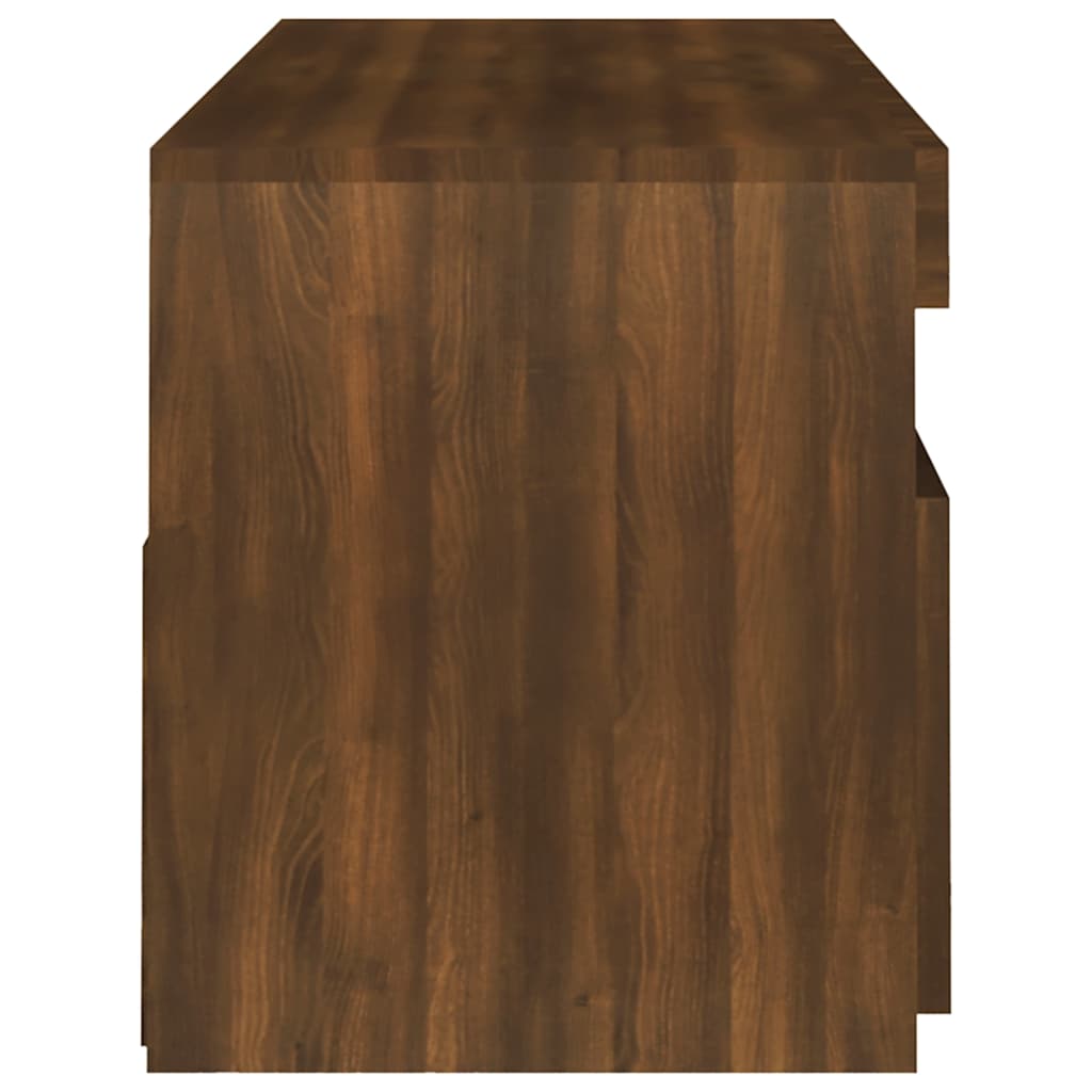 Moderner TV-Schrank Im Vintage-Stil Mit LED-Licht Außenansicht Aus Brauner Eiche 120x35x40 Cm