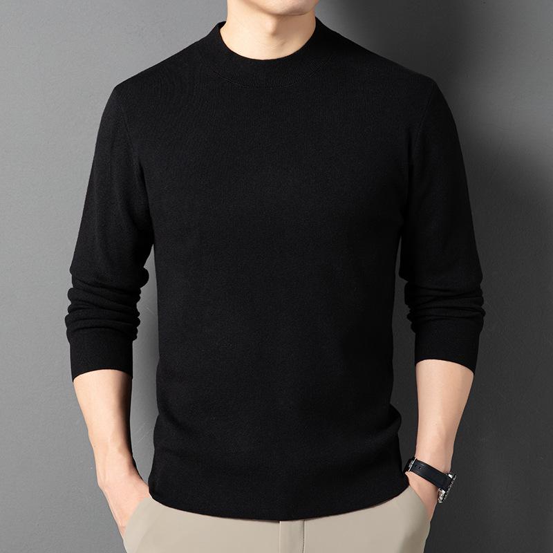 2025 Men's Winter Thickened Sweater: 48ct Fine-Spun, 400g Semi-High Collar, 100% Pure Wool