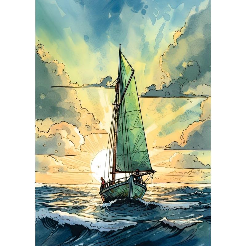 

Винтажный Парусник Парусный Пейзаж Постер Печать на Холсте Винтажный Океан Парусник Настенное Искусство Картина Домашний Декор Комнаты Cuadros 21cm×30cm NoFrame