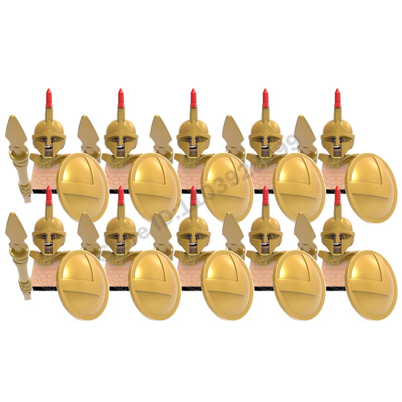Mittelalterliche Actionfiguren Baustein Burg Miliz Tempelritter Römischer Infanteriesoldat Kreuzritter Spartaner Krieger Ziegelstein