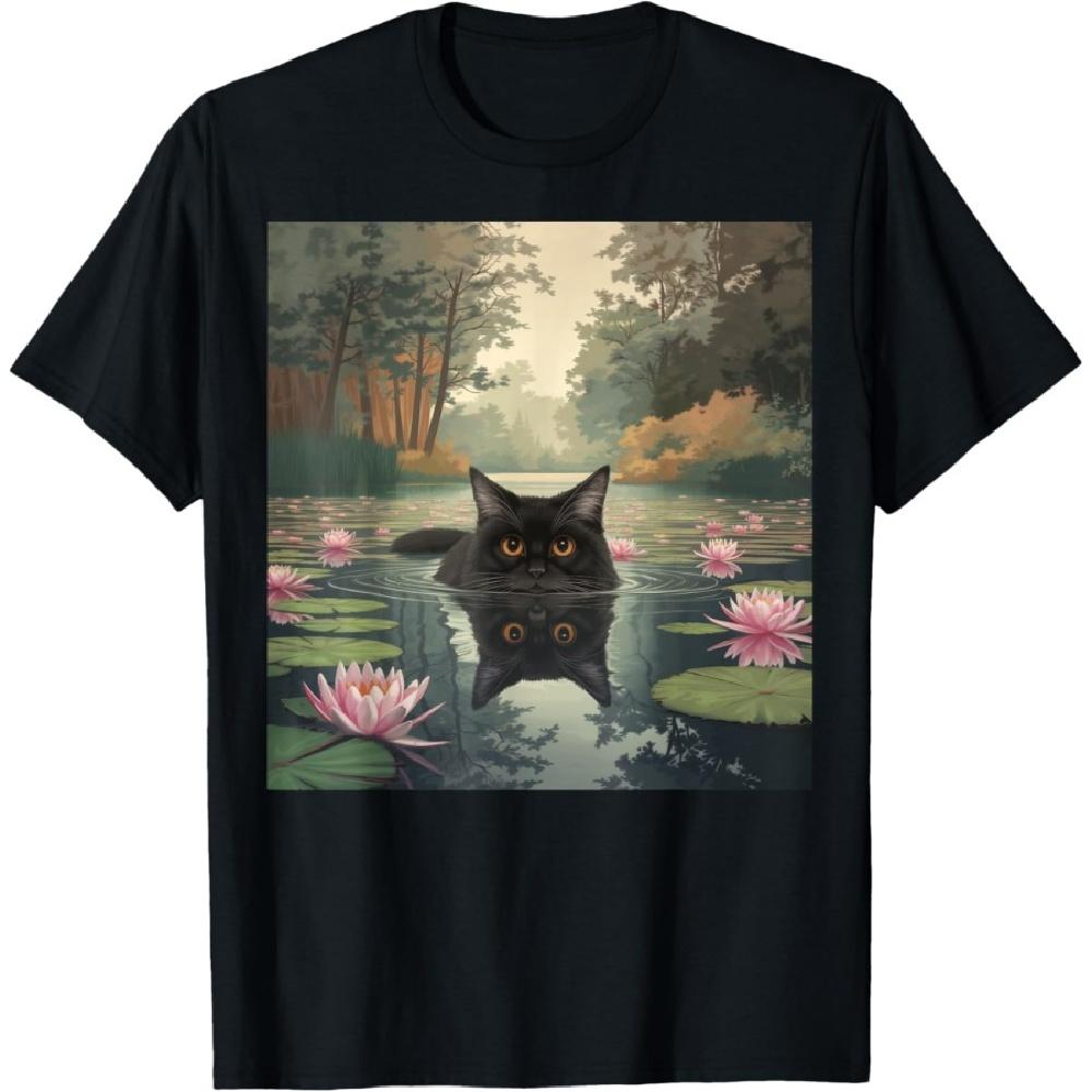 

Black Cat Monets Cat Waterlily T-Shirt S