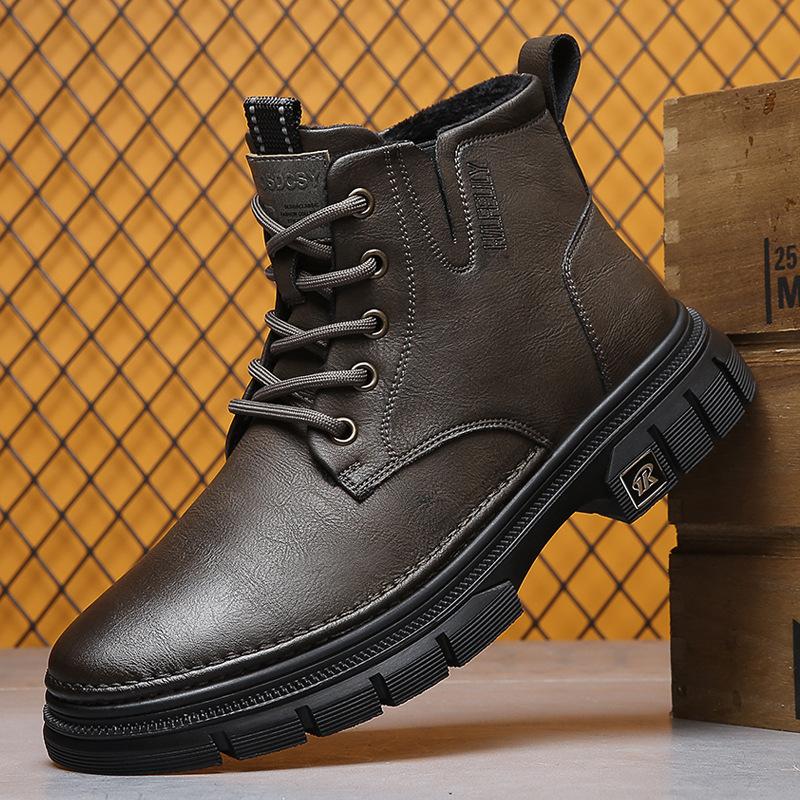 Winter Martinlaarzen heren echt leer nieuwe werkschoenen retro heren hoge trendy leren laarzen