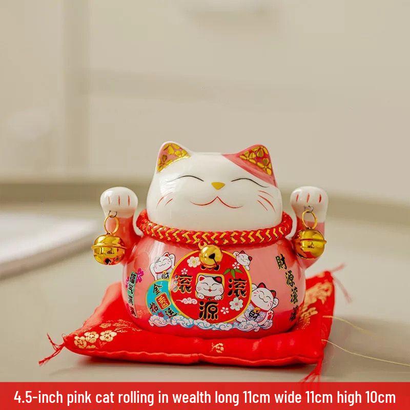 Lucky Cat Ceramic Decor: Creative Japanese Fortune Cat Small Piggy Bank - Ideal Gift for Store Openings
