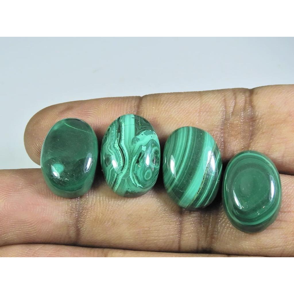 13X18MM Natural Green Malachite Oval Cabochon Loose Gemstone 4Pcs Lot 71Cts. A-575