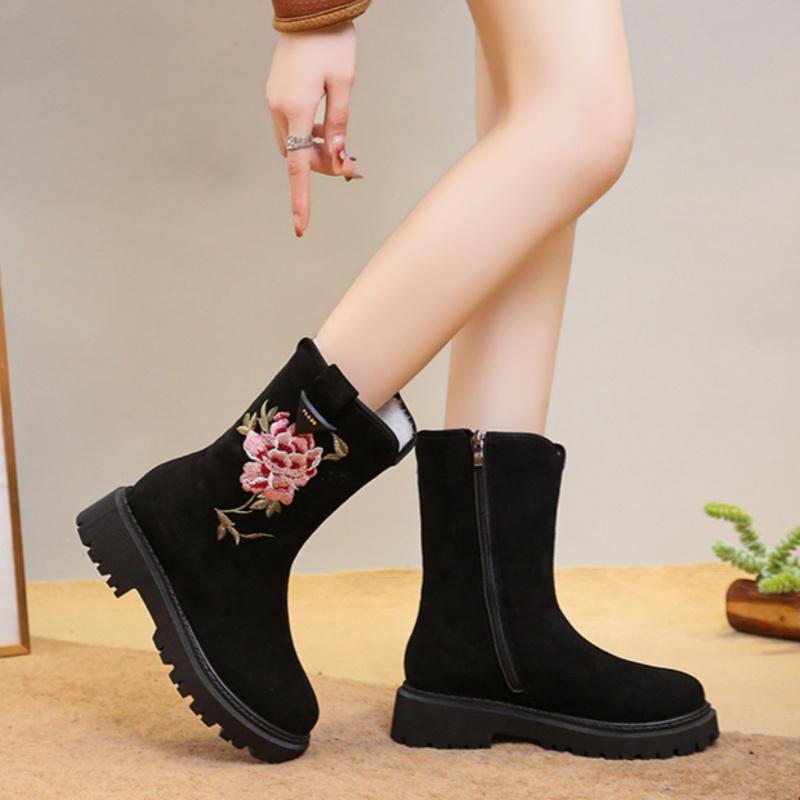 Print Platform Ankle Women Boots Suede Shoes Winter 2025 Brand Gladiator Casual Shoes Trend New Non Slip Pumps Snow Botas Mujer