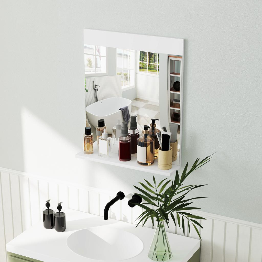Bathroom Mirror Wall Mounted Mirror With Storage Shelf For Living Room Bedroom 50 X 12 X 60 Cm White