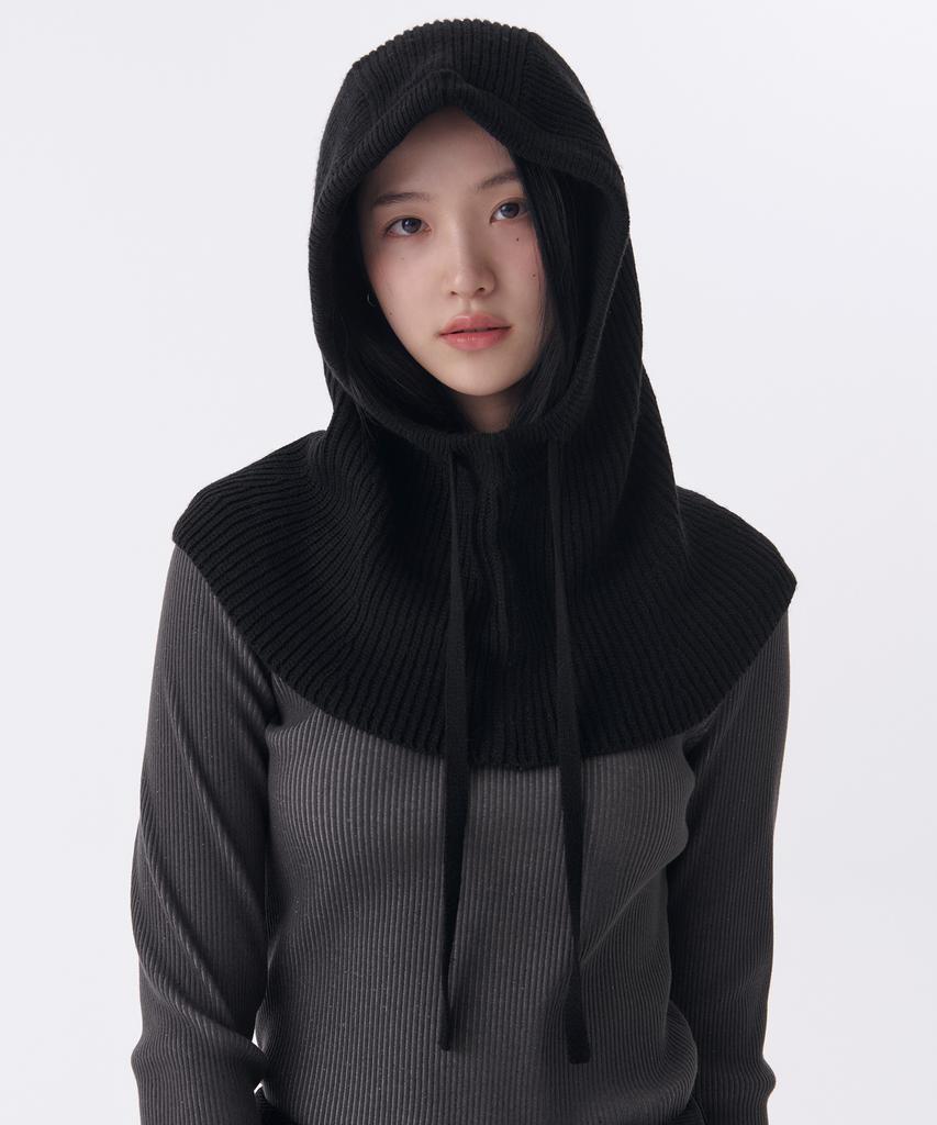 MUSINSA STANDARD WOMAN Women'S Oversized String Knit Balaclava [Black]