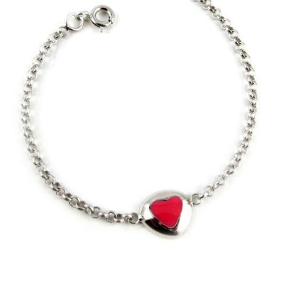[K9578] - Pink 'Love' Silver Bracelet