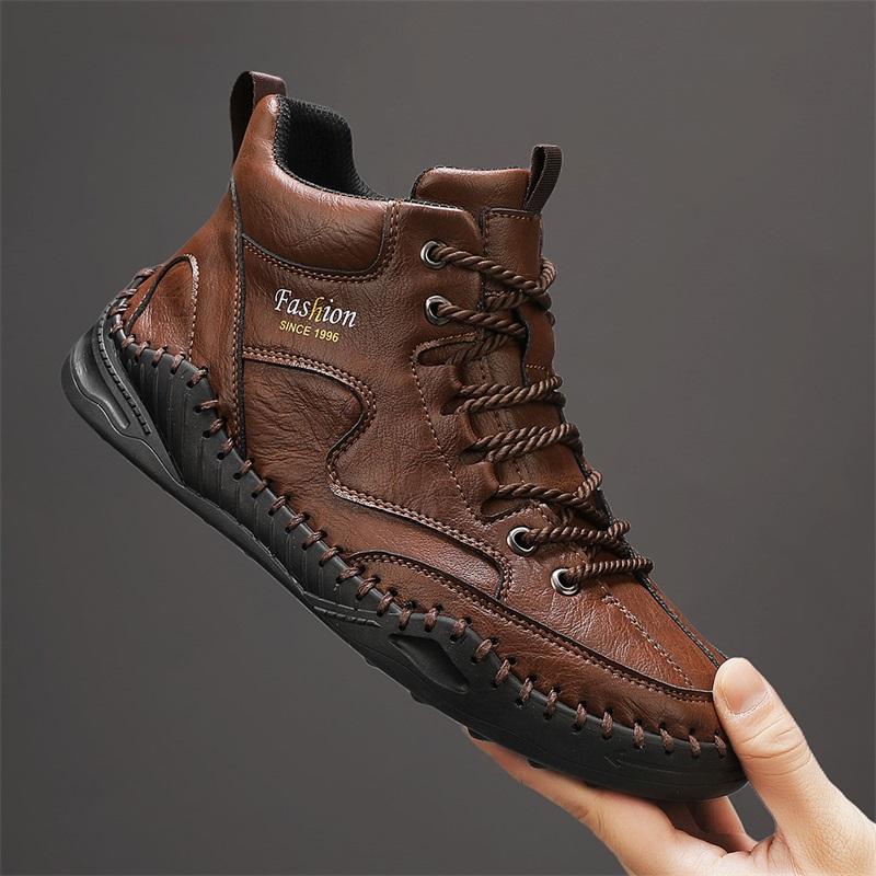 38-47 Übergröße Herrenschuhe Handgenähtes Leder Herrenstiefel Spaltleder Freizeitlederschuhe Herren Stiefeletten