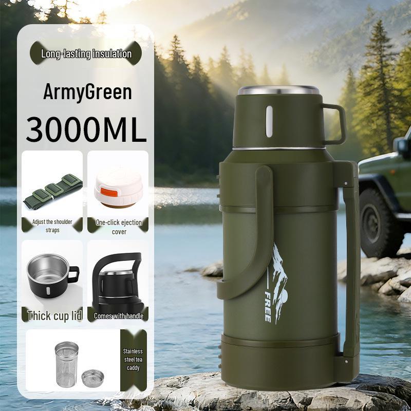 Large Capacity 304 Stainless Steel Thermos Cup - Portable Outdoor Travel Kettle for Hot Water