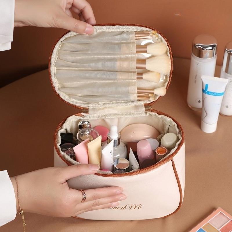Neues Markendesign PU Make-up Tasche Große Kapazität Make-up Tasche Aufbewahrungstasche Reise-Essential Tragbare Handtasche SM01