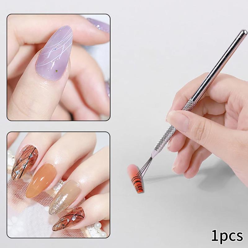 Multifunkční 7kolíková pero Nail Art Linky Malování Ohybná Rukojeť z Nerezové Oceli Nehty UV Gel Štětce Štětce Malířské Nástroje