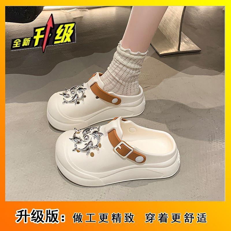 Outer Wear Thick-soled Office Sandals Show Feet, Small Bag Head, Half Drag Hole Shoes, Women's 2025 Summer and Autumn New Models