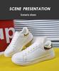 Unisex Plus Size White Leather Waterproof Shoes - Casual Spring/Autumn Sneakers for Teens