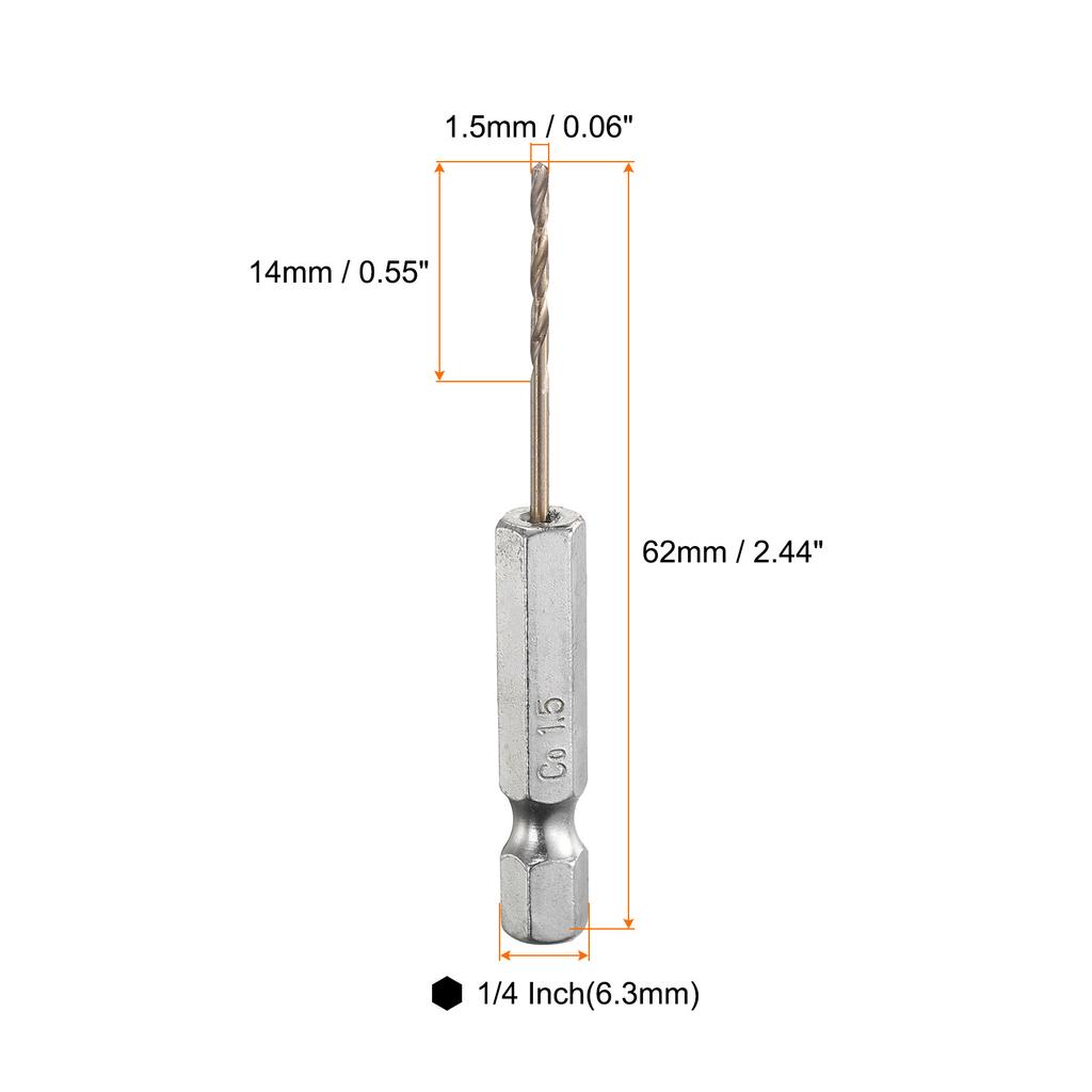 4pcs 1/1.5/2/2.5/2.8/3/3.2/3.5/4mm Twist Drill Bit M35 HSS Cobalt with Quick Change 1/4" Hex Shank Jobber Drill Bit for Metal
