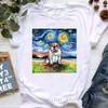 Vintage T Shirt Girls Starry Sky Chihuahua Bulldogaussieyorkshire Terriercatrabbit Print T Shirt Unisex Aesthetic Clothes