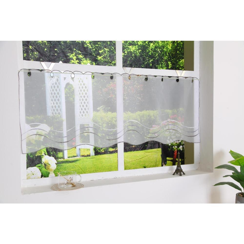 Yarn Computer Embroidery, Small Coffee Curtain, Small Kitchen Curtain Ht-056