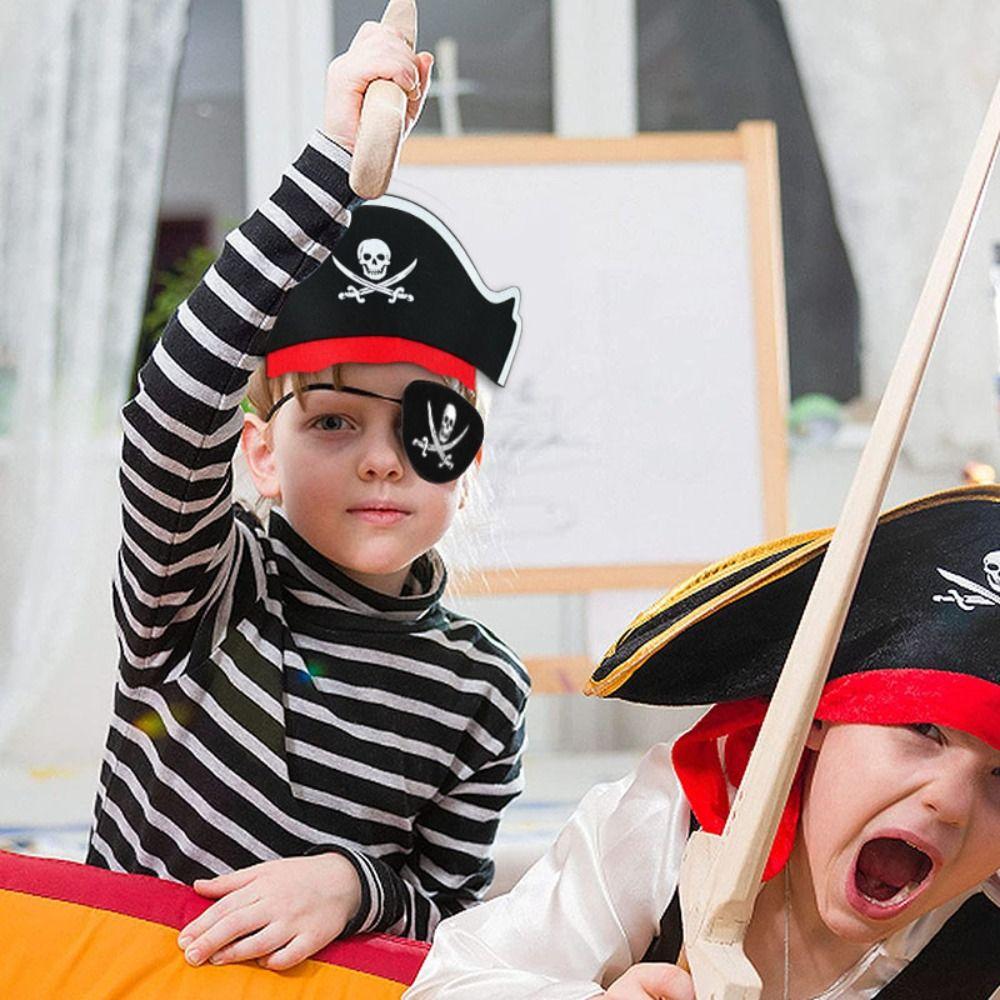 5 Stück Schwarzer Totenkopf Piratenkapitän Mütze Horror Filz Piratenhut Partyzubehör Halloween