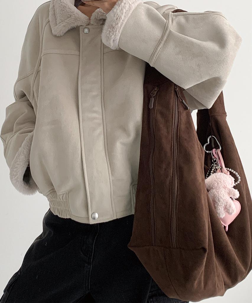 The Green Lab All Day Suede Maxi Shoulder Bag [Brown]