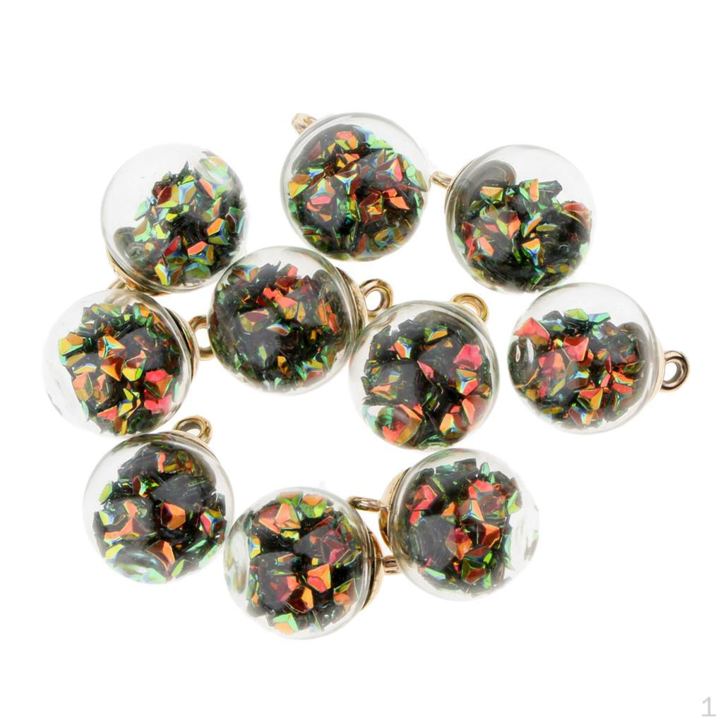 

10 Pieces Ball Bead Glass DIY Accessory For Necklace, Bracelet Dark Green