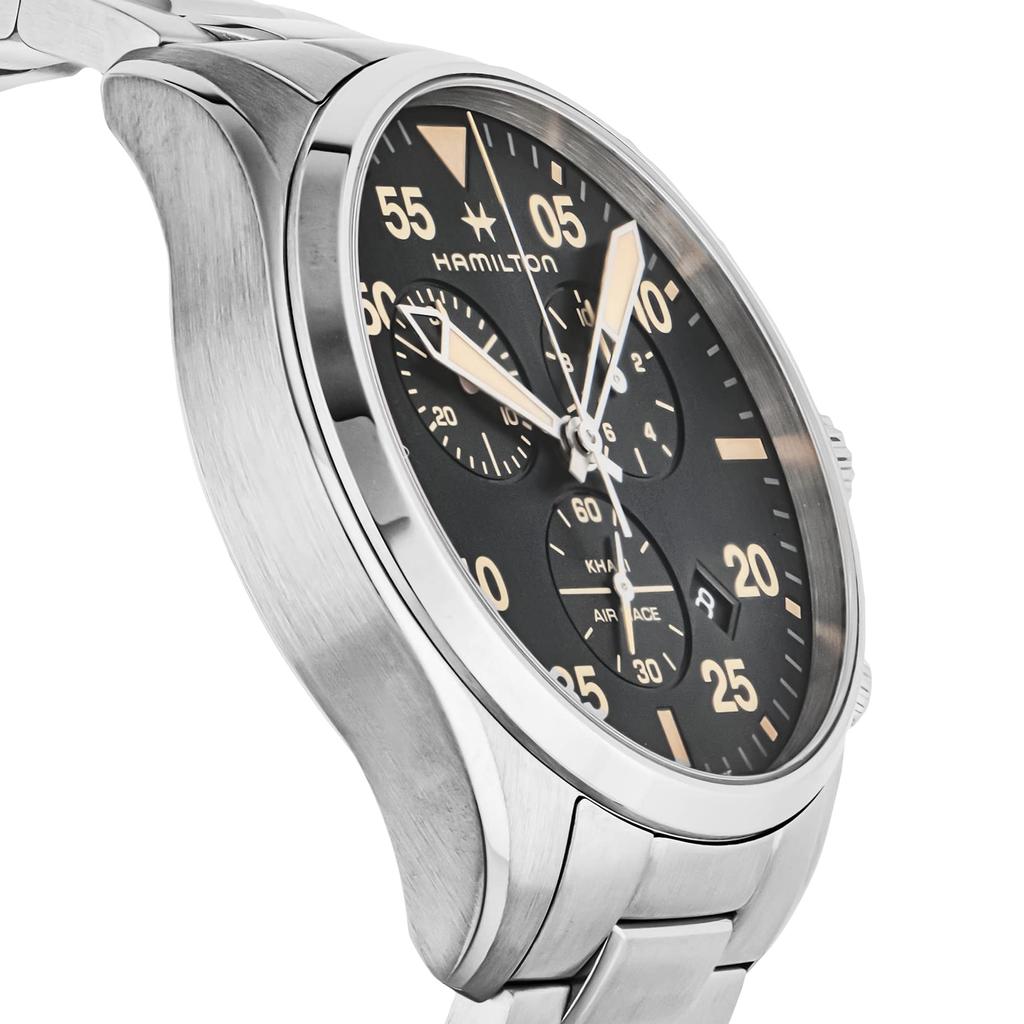 [Hamilton] Watch Khaki Aviation Pilot Chrono Quartz Khaki Aviation Black Dial Stainless Steel Sapphire Crystal Quartz 10 ATM Water Resistant 42MM