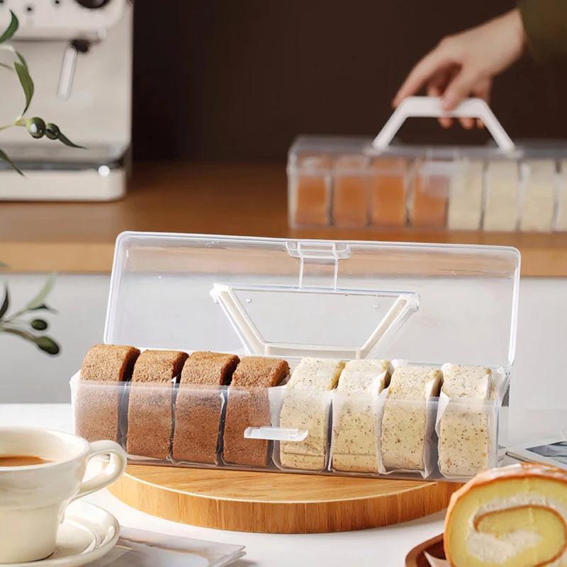 Plastic Storage Box for Cake Roll Hand-Held Transparent Food Storage Container Portable Swiss Roll Organizer Box Refrigerator