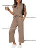 Women's Spring/Summer V-Neck Short Sleeve Buttoned Two-Piece Casual Suit