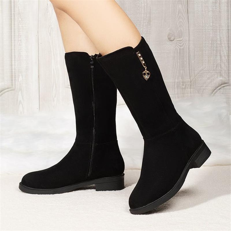 Fashion 2025New Women's Boots Fashion Suede Mid-calf Boot Plush Warm Snow Boots for Women High Top Cotton Boots Winter Boot Botas Mujer