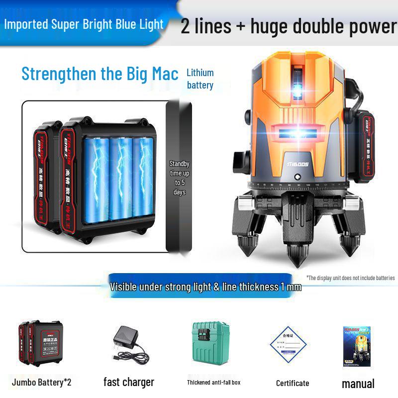 Vysoce přesná infračervená 5-liniová laserová vodováha pro stěnu a podlahu, samonivelační, zelené světlo, pro venkovní použití