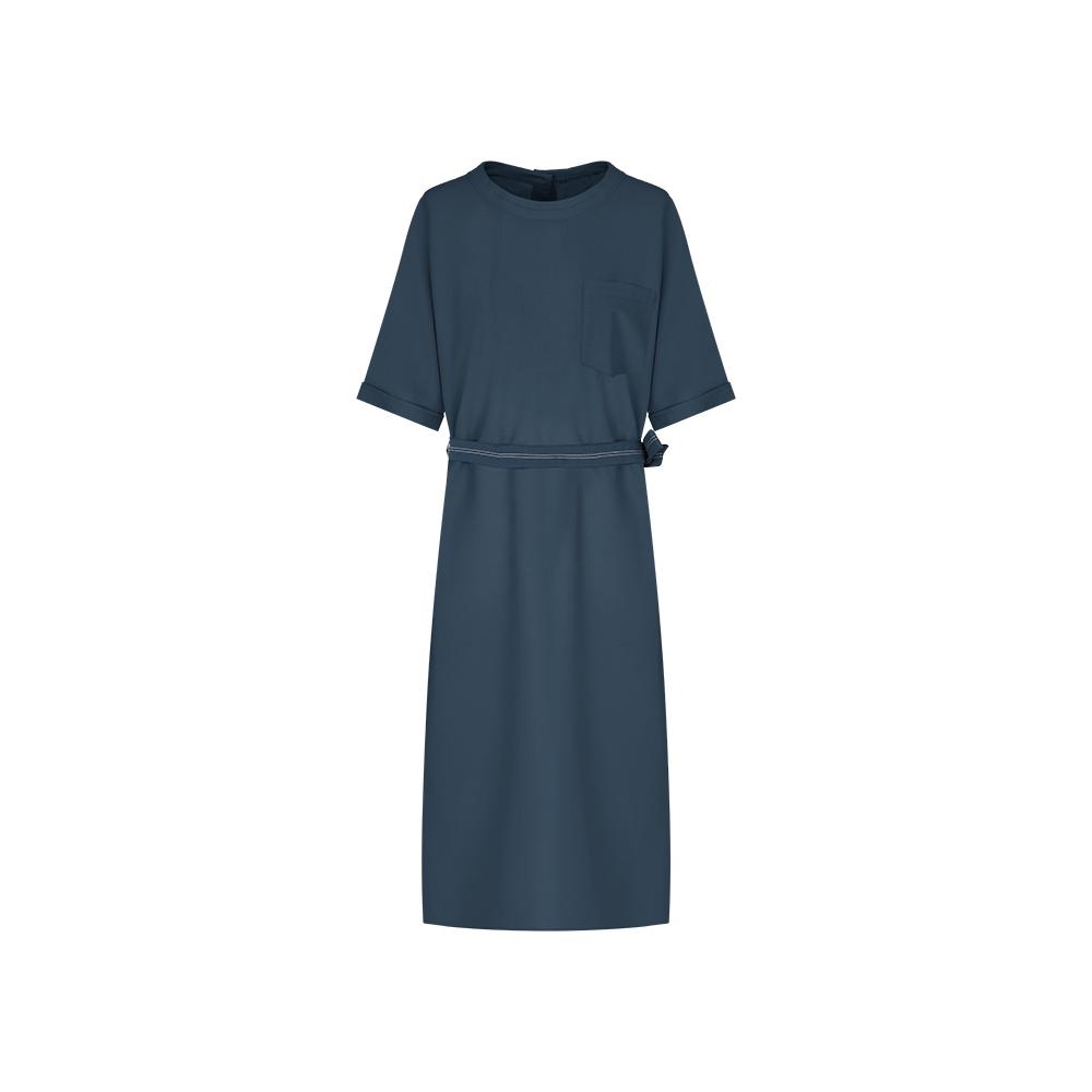 OLIVIA HASSLER Straight Fit Stitched Belt Dress_Ohemop901