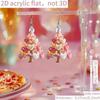 Pink Heart Christmas Tree Doll Earrings - Acrylic Holiday Decoration