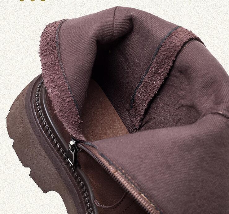 Fashion GKTINOO Retro Long Boots 2025 Winter New Genuine Leather Fashion Side Zipper Knight Boots Thick Soled Booties Women's Shoes