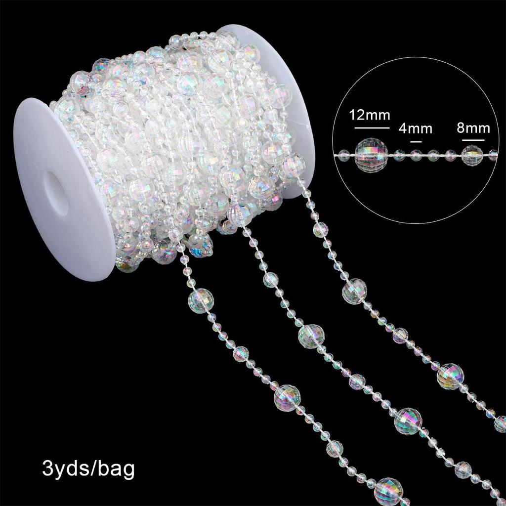 3Yard/ bag Akryl Gjennomsiktige perler for bryllup dekorasjon Hjem Party Ornament Supplies
