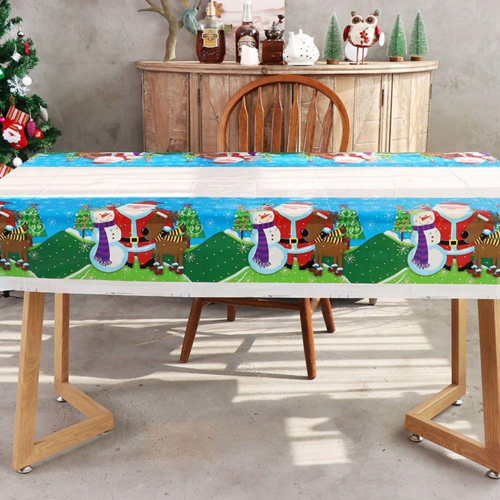 Disposable Christmas Table Cover 180x108cm Xmas Decoration Christmas Tablecloth  Party Supply