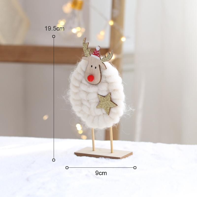 Holiday Tree Decorations With Wooden Deer And Santa Elder Figurines For Christmas Home Decor