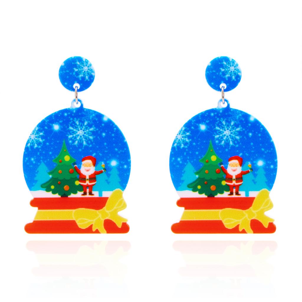 Christmas Funny Acrylic Santa Claus Bell Drop Earrings for Women Girl Black Cat Star Dangle Earrings Friendship Party Jewelry