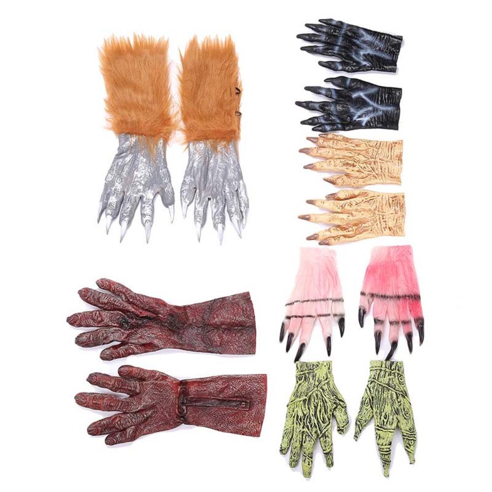 Plush Halloween Cosplay Gloves Waterproof Makeup Party Props Werewolf Simulated Gloves  Men