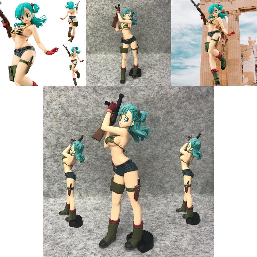 Dragon Ball Girl Figure Pvc Material, Cartoon Anime Style, Bulma Military Uniform, Bikini