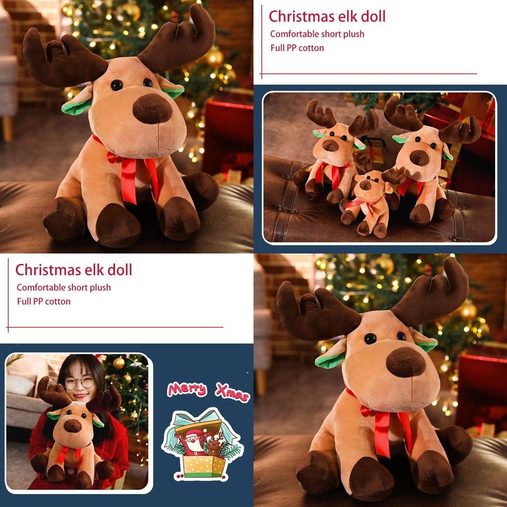 Adorable Christmas Elk Plush Toy Soft And Cuddly Deer Plushie Doll For Festive Decor