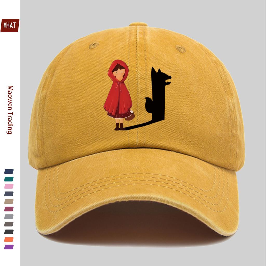 Pc Cartoon Wolf Silhouette Print Baseball Cap with Cartoon Character Print Design Sun Hat Party Decoration Hat Comfortable Ligh