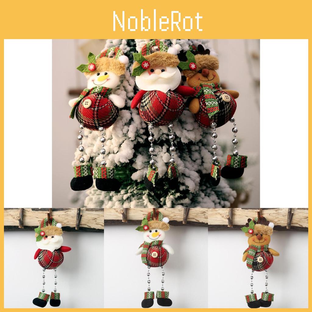 Adorable Gridded Fabric Plush Santa Claus Hanging Decoration For Christmas Cheer