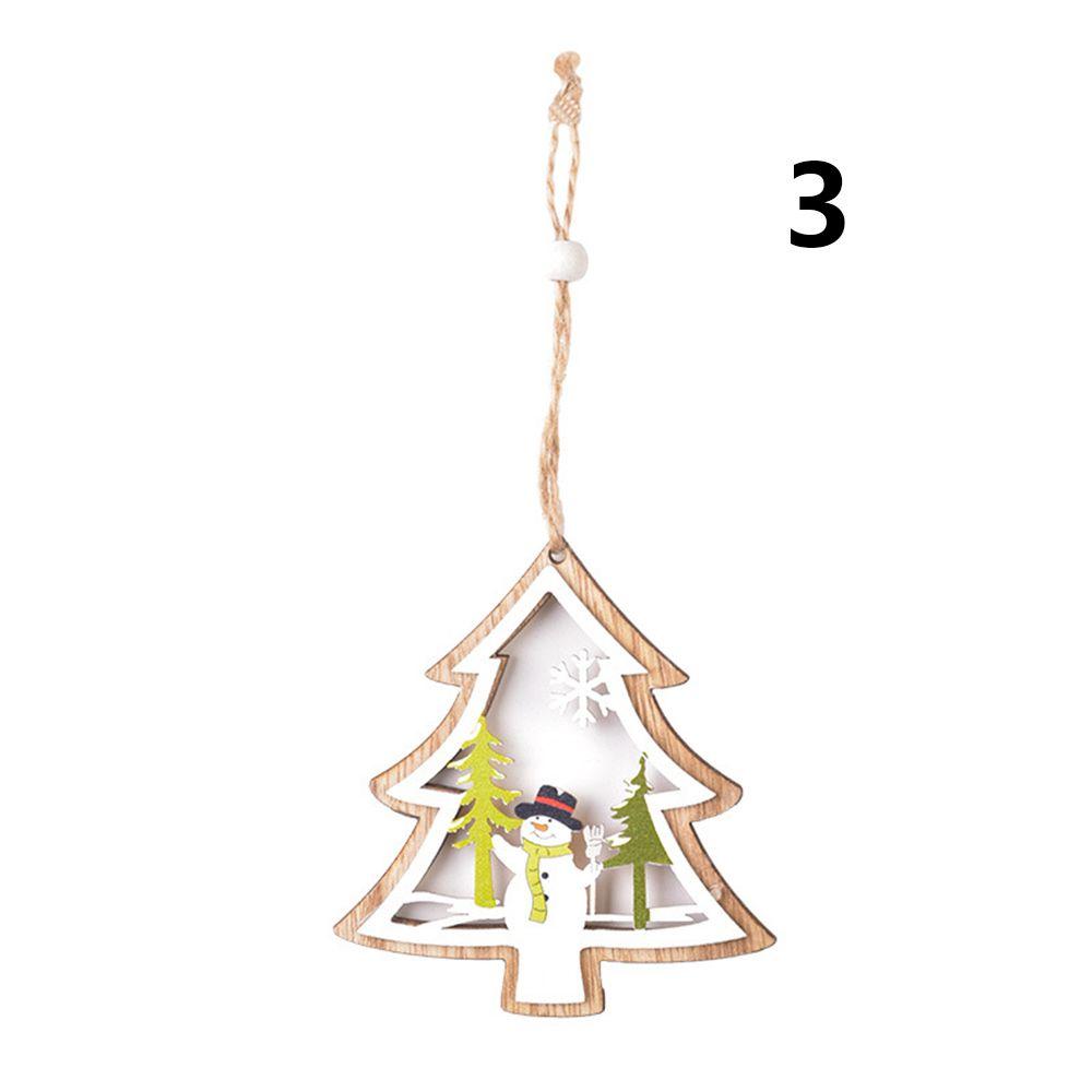 New Gift DIY Craft Christmas Tree Pendant Xmas Ornament Wood Hanging Snowman Snowflake Elk