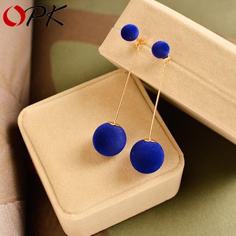Earrings, 1 Pair, Women's, Temperamental, with Balls, Double-sided Long Drop Earrings