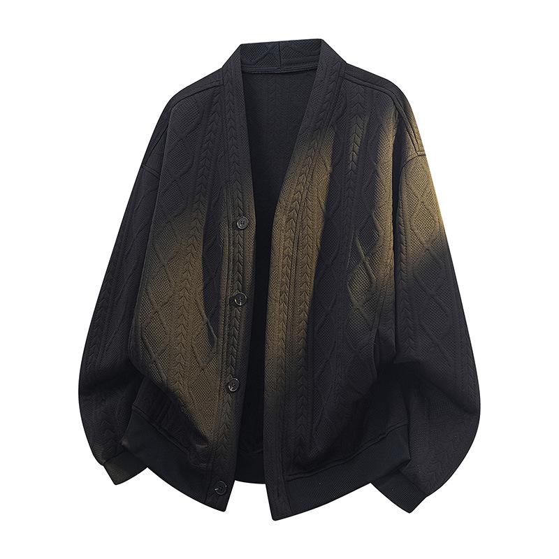 Осенне-зимняя толстовка с V-образным вырезом жаккардовой вязкой и подкладкой из плюша - Теплая уютная и свободного кроя верхняя одежда XL 125-145 lbs recommendation 2470₽