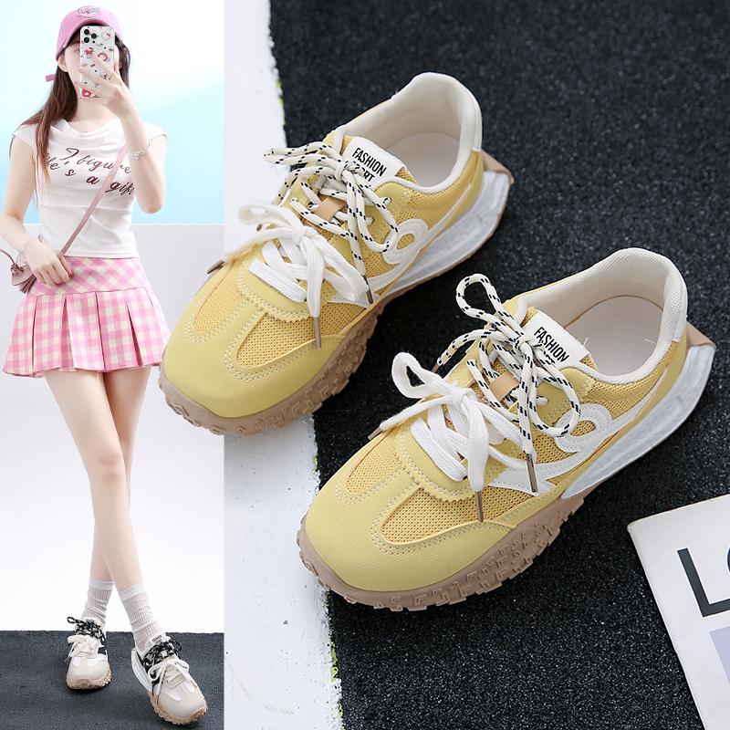 Fashion 2025 Fashion Sneakers Women Suede Leather Mixed Colors Lace-up Round Toe Sliver Flats Ladies Vulcanize Shoes 656