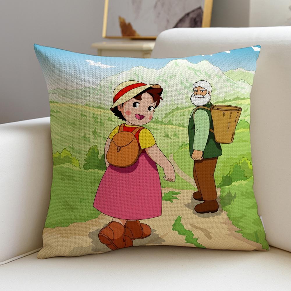 HHeidi Girl of the AlpsS Cushion Cover Breathable and skinfriendly linen pillowcase square removable and washable cushion