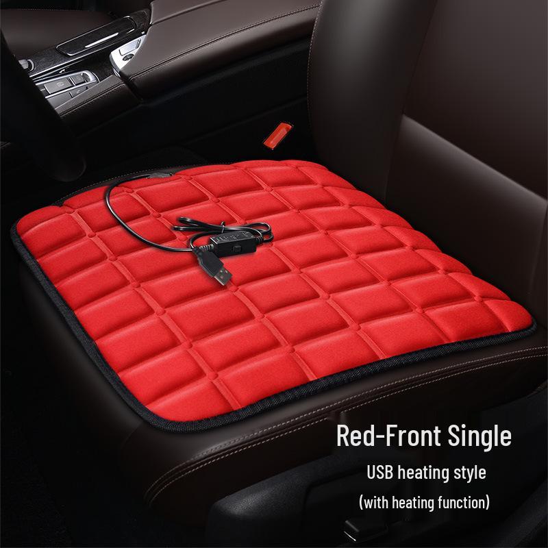 Plaid Heated Car Seat Cushion for All Seasons - Single Seat Interior Accessory.