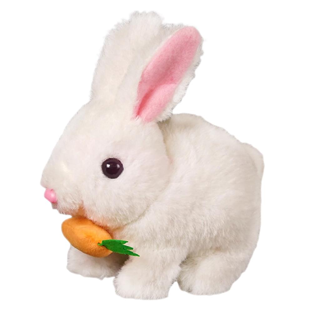 Simulation Electric Rabbit Pet Toy with Sound Walking Wiggle Ears Stuffed Rabbit Toys Interactive Plushies Birthday Gift for Kid