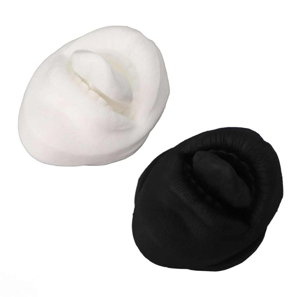 2 Pcs Silicone Tongue Mouth Model Black and White High Simulation Reusable Human Tongue Mouth Mold